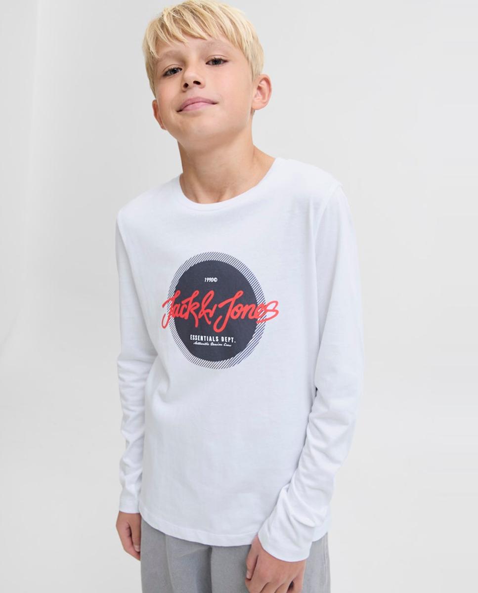 Camisola de Manga Comprida com Estampado à Frente Branco-4