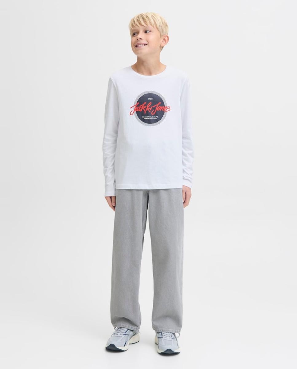 Camisola de Manga Comprida com Estampado à Frente Branco-6