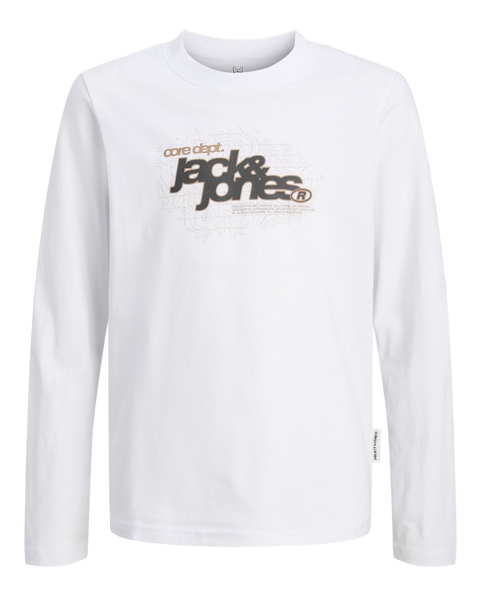 Camisola de Manga Comprida com Estampado à Frente Jack & Jones Branco-1