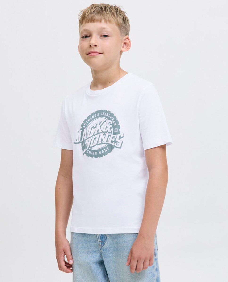 T-shirt de Manga Curta com Estampado à Frente Jack & Jones Branco-1