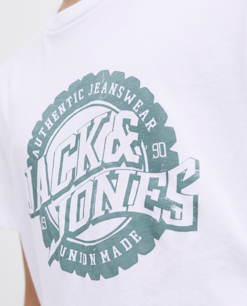 T-shirt de Manga Curta com Estampado à Frente Jack & Jones Branco-3