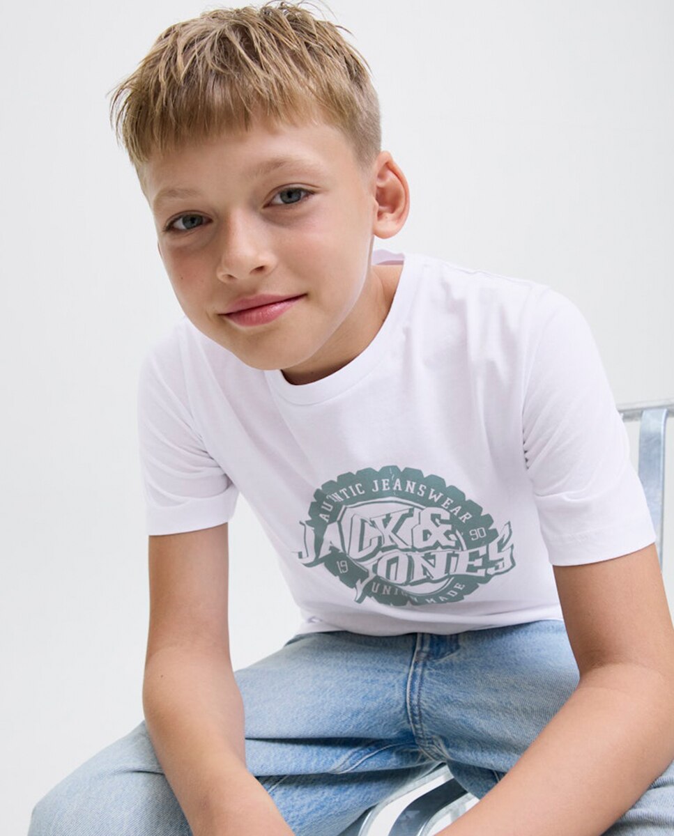 T-shirt de Manga Curta com Estampado à Frente Jack & Jones Branco-5