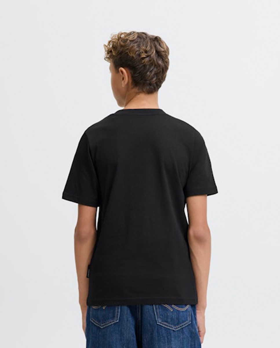 T-shirt de Manga Curta com Estampado à Frente Preto-2