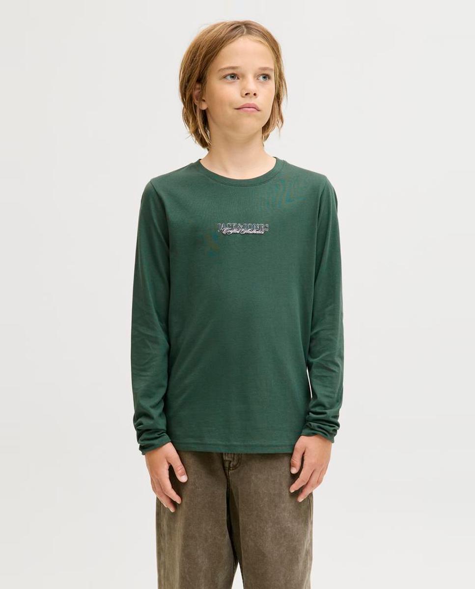 Camisola de Manga Comprida com Estampado à Frente Jack & Jones Verde-1