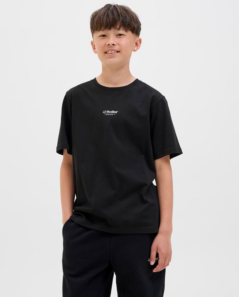 Camiseta de niño manga corta con print frontal pequeño - Jack & Jones - Negro Negro-1