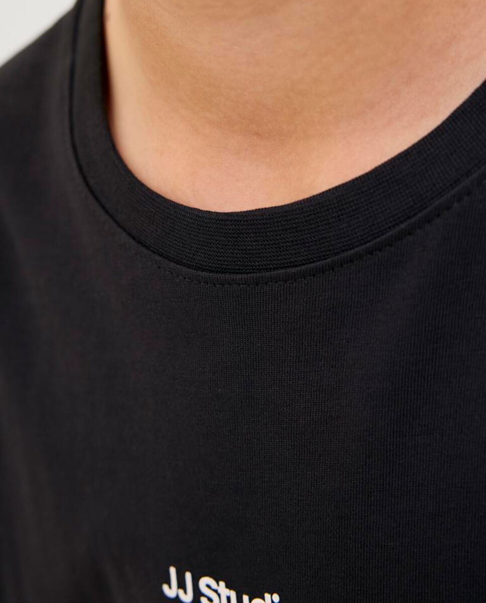 Camiseta de niño manga corta con print frontal pequeño - Jack & Jones - Negro Negro-4