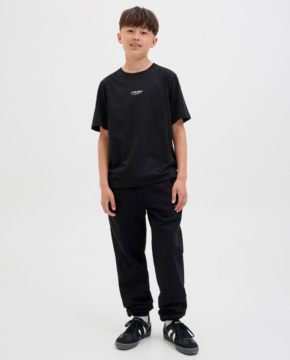 Camiseta de niño manga corta con print frontal pequeño - Jack & Jones - Negro Negro-6