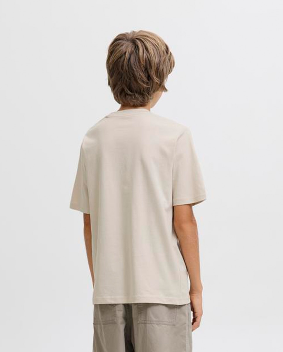 Camiseta de niño manga corta con print frontal pequeño - Jack & Jones - Crema Crema-2