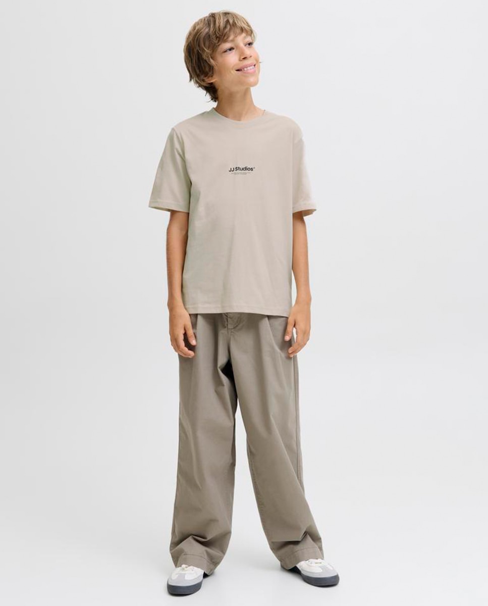 Camiseta de niño manga corta con print frontal pequeño - Jack & Jones - Crema Crema-6