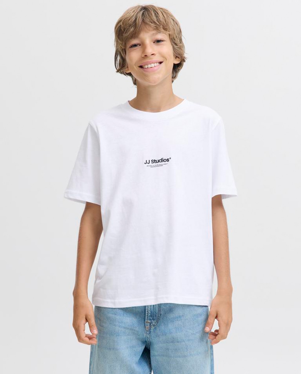 T-shirt de Manga Curta com Estampado Pequeno à Frente Jack & Jones Branco-1