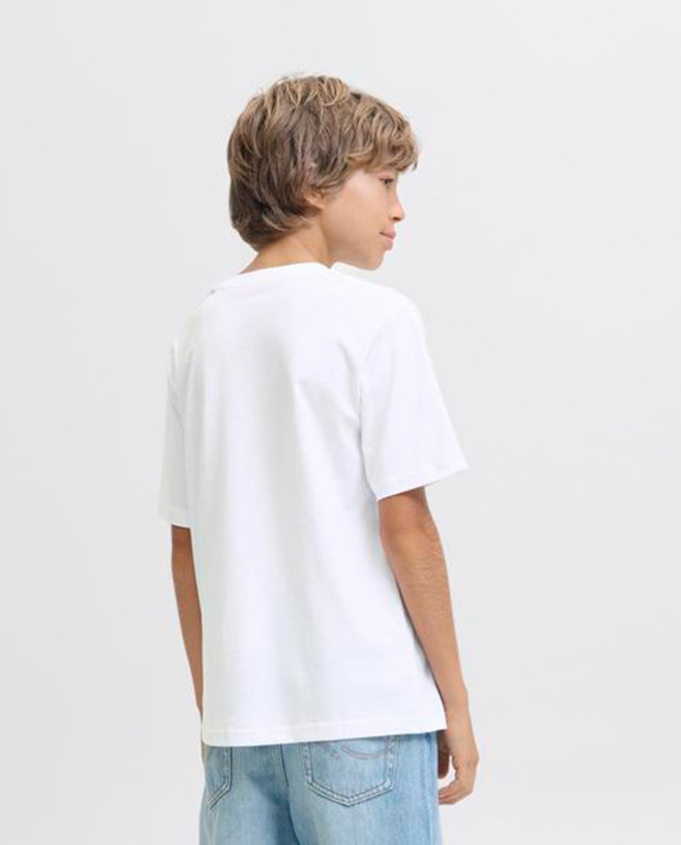 T-shirt de Manga Curta com Estampado Pequeno à Frente Jack & Jones Branco-2