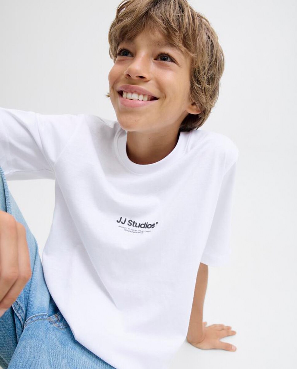 T-shirt de Manga Curta com Estampado Pequeno à Frente Jack & Jones Branco-3