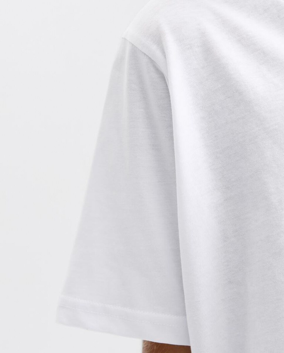T-shirt de Manga Curta com Estampado Pequeno à Frente Jack & Jones Branco-4