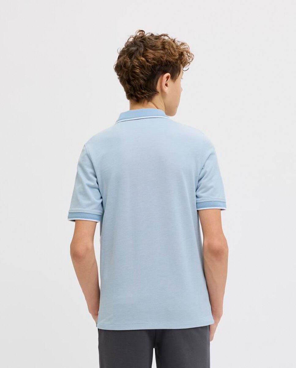 Polo de niño manga corta con logo bordado - Jack & Jones - Azul claro Azul claro-2