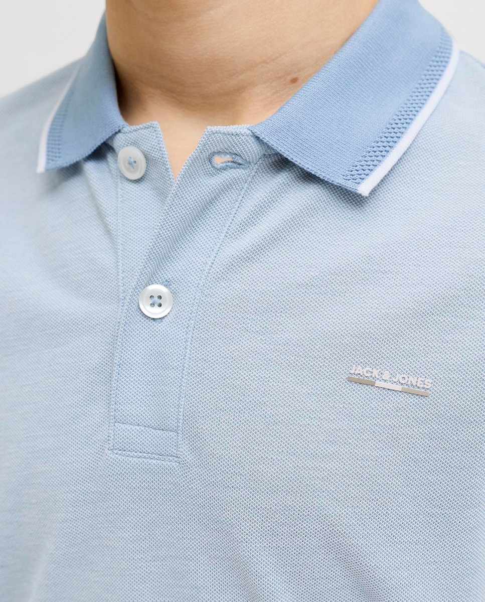 Polo de niño manga corta con logo bordado - Jack & Jones - Azul claro Azul claro-3