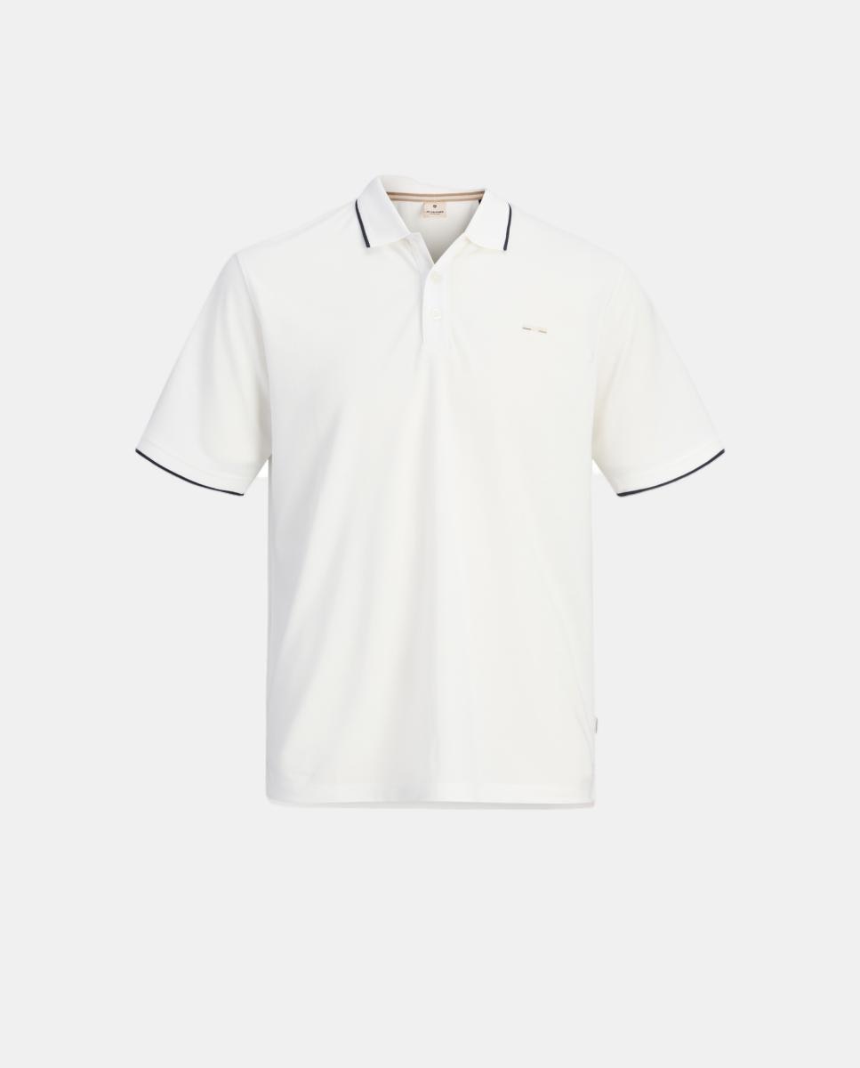 Polo de Manga Curta com Logótipo Bordado Branco-1