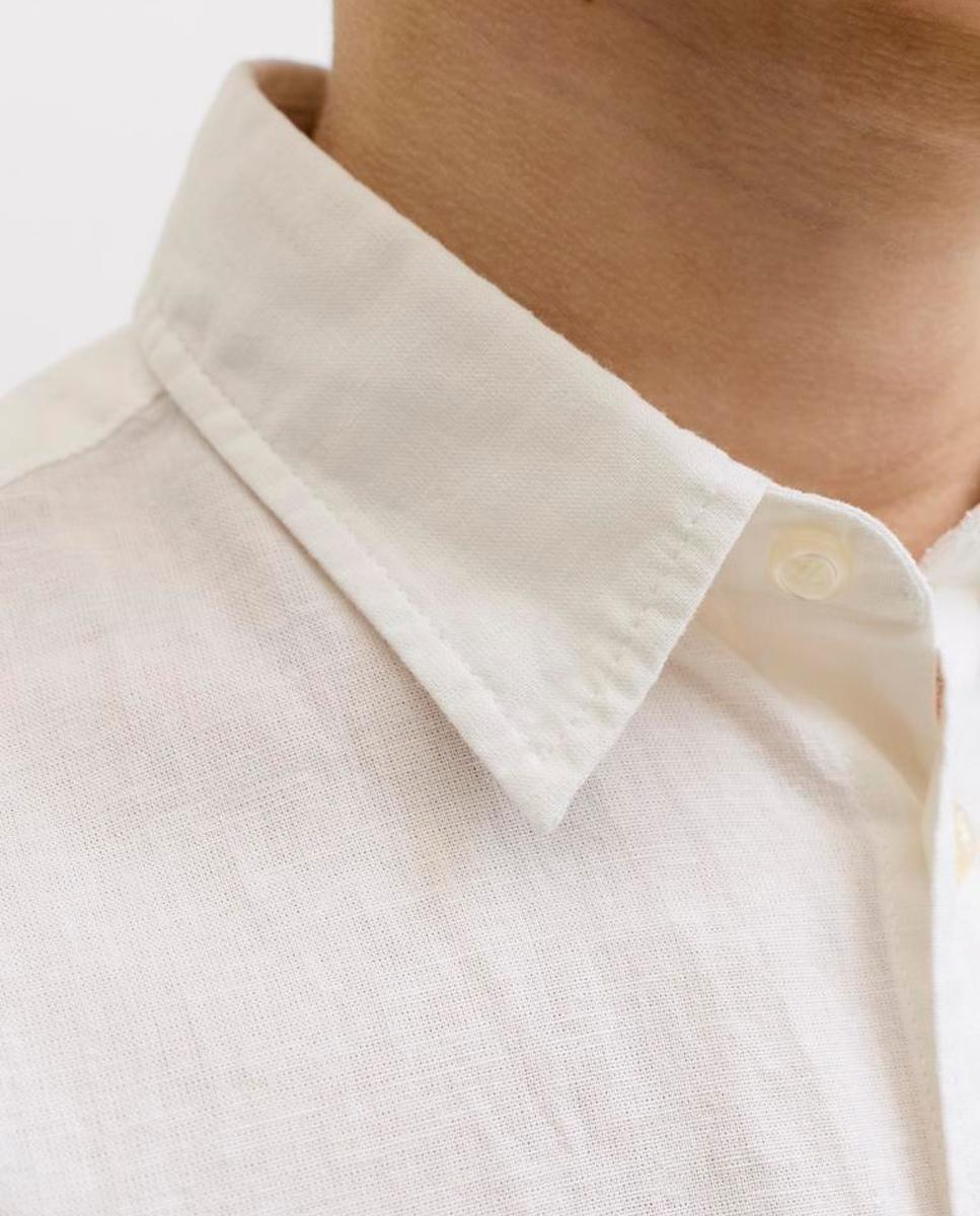 Camisa de Linho com Manga Curta Jack & Jones Branco-4