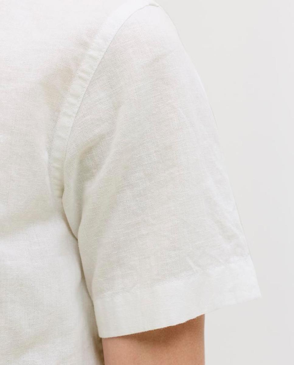 Camisa de Linho com Manga Curta Jack & Jones Branco-5
