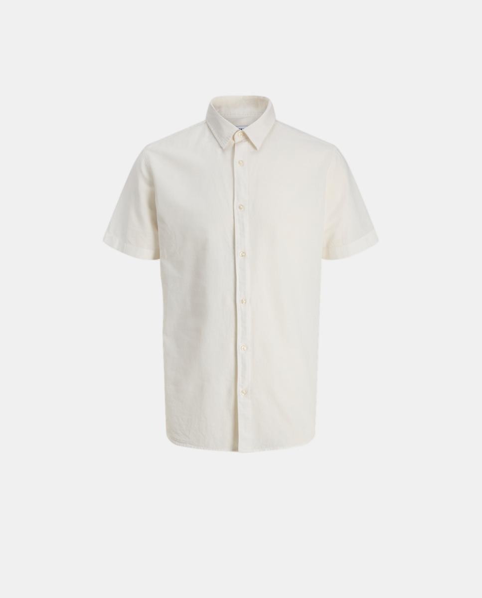 Camisa de Linho com Manga Curta Jack & Jones Branco-6