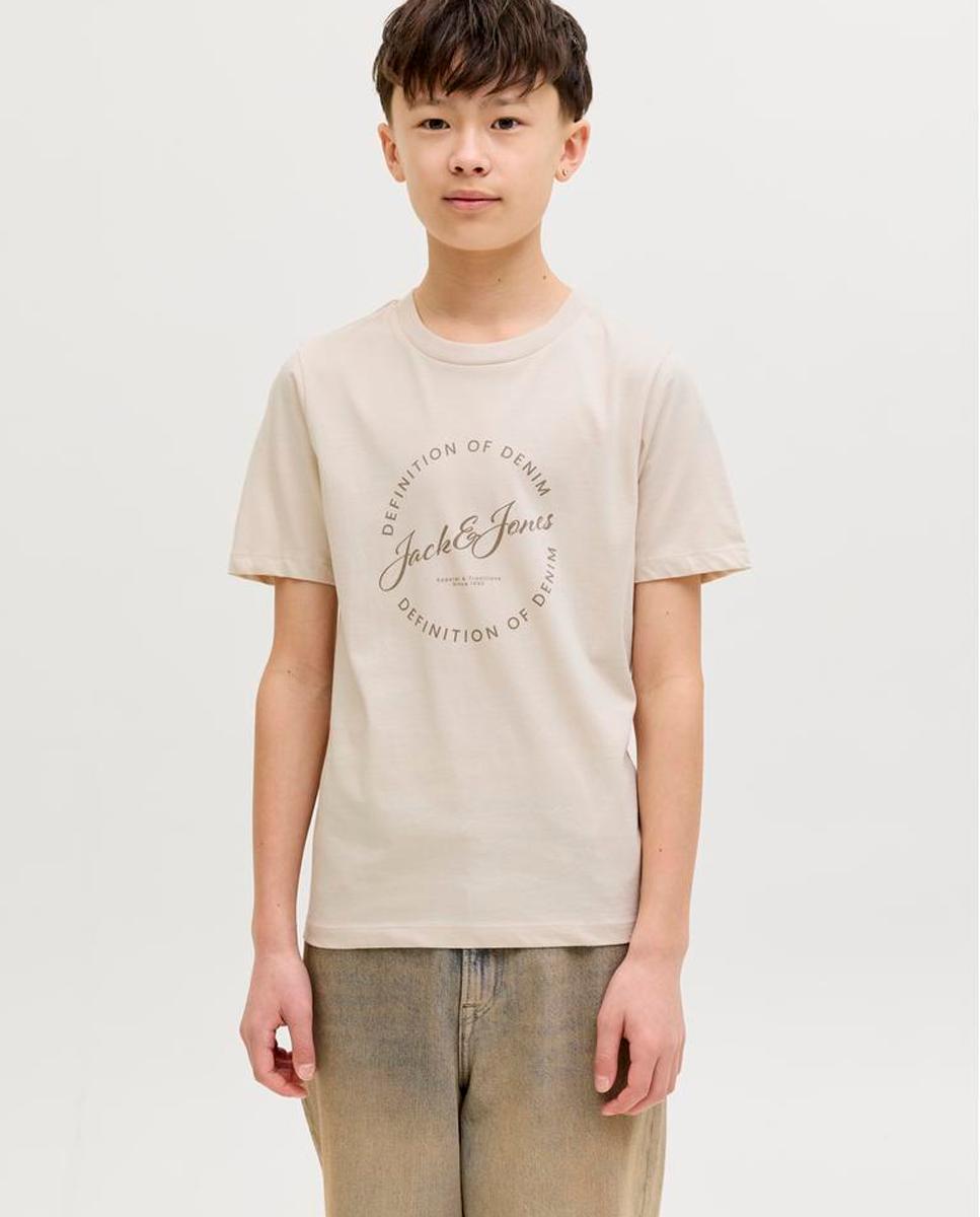 T-shirt de Manga Curta com Estampado à Frente Jack & Jones Creme-1