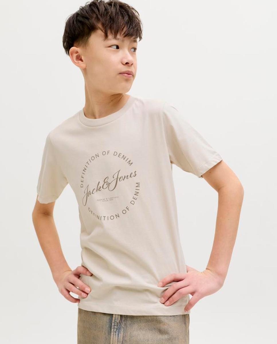 T-shirt de Manga Curta com Estampado à Frente Jack & Jones Creme-4