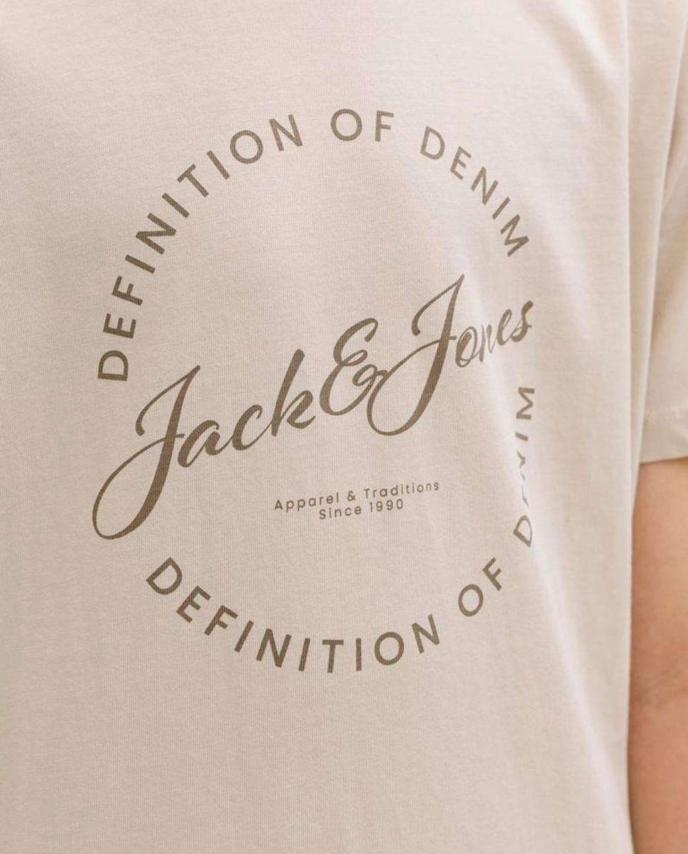 T-shirt de Manga Curta com Estampado à Frente Jack & Jones Creme-6