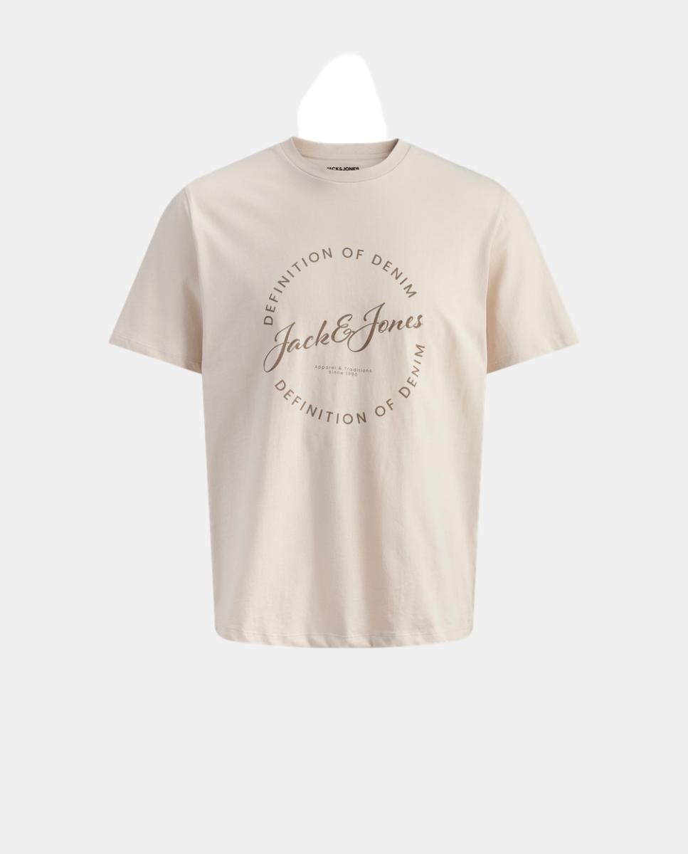 T-shirt de Manga Curta com Estampado à Frente Jack & Jones Creme-7