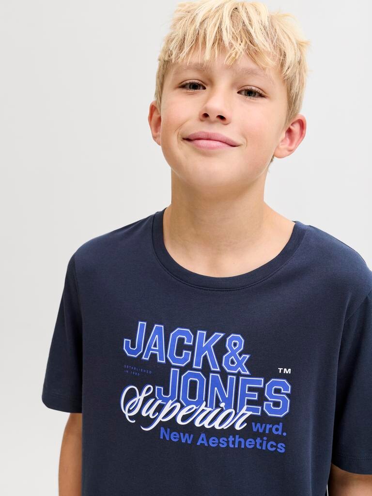 T-shirt de Manga Curta com Estampado à Frente Jack & Jones Azul-marinho-3
