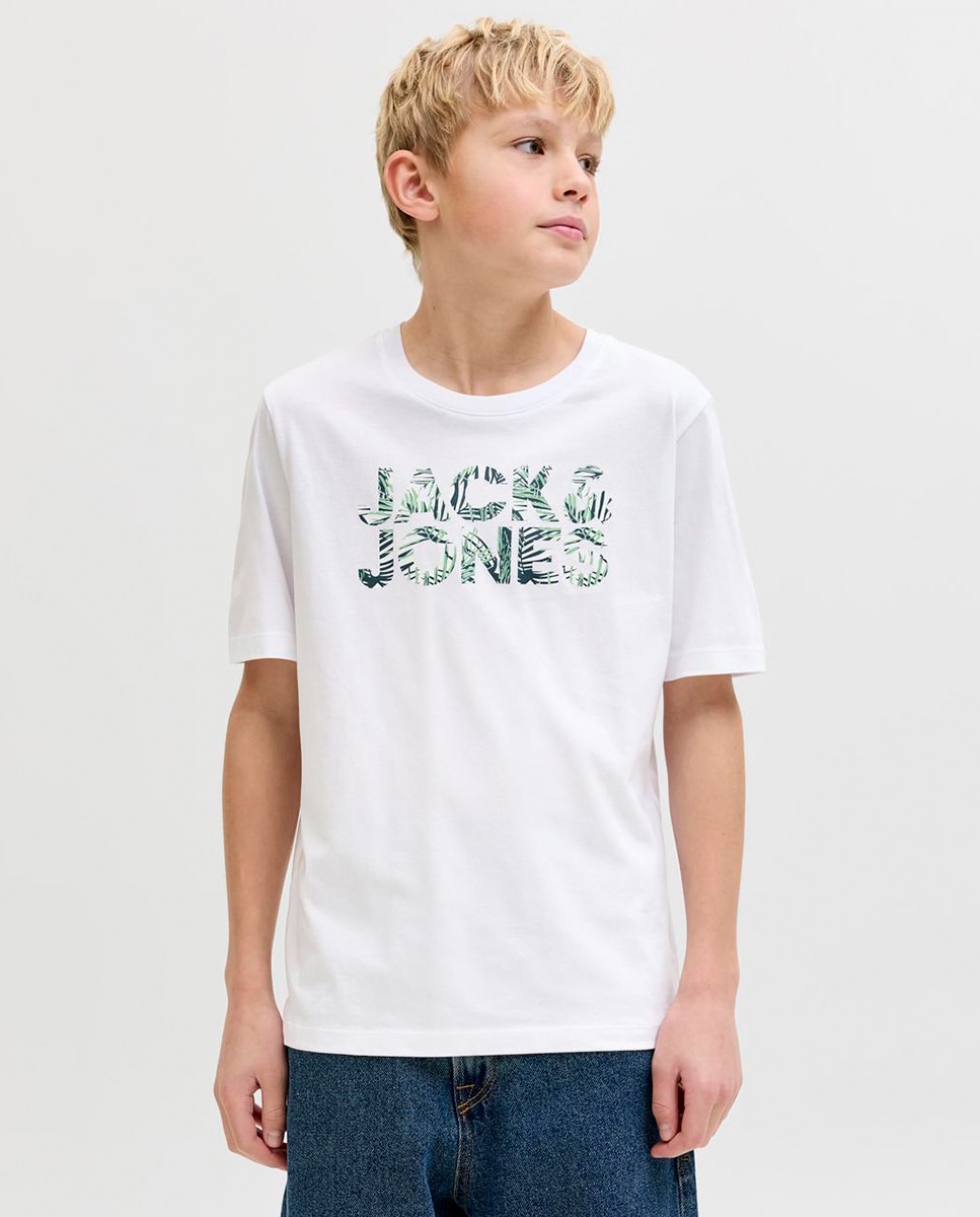 T-shirt de Manga Curta com Estampado à Frente Jack & Jones Branco-1