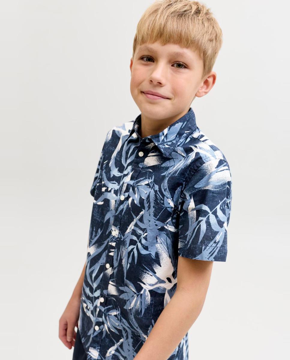 Camisa Estampada de Manga Curta Jack & Jones Azul-marinho-3