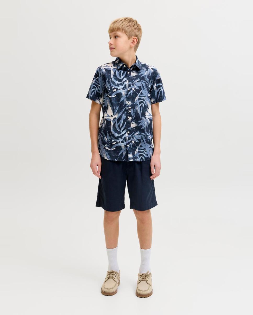 Camisa Estampada de Manga Curta Jack & Jones Azul-marinho-4