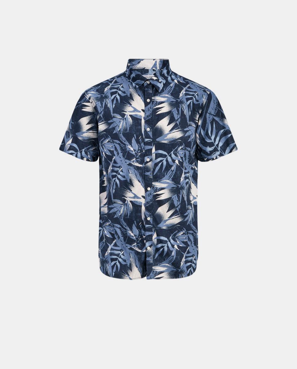 Camisa Estampada de Manga Curta Jack & Jones Azul-marinho-5