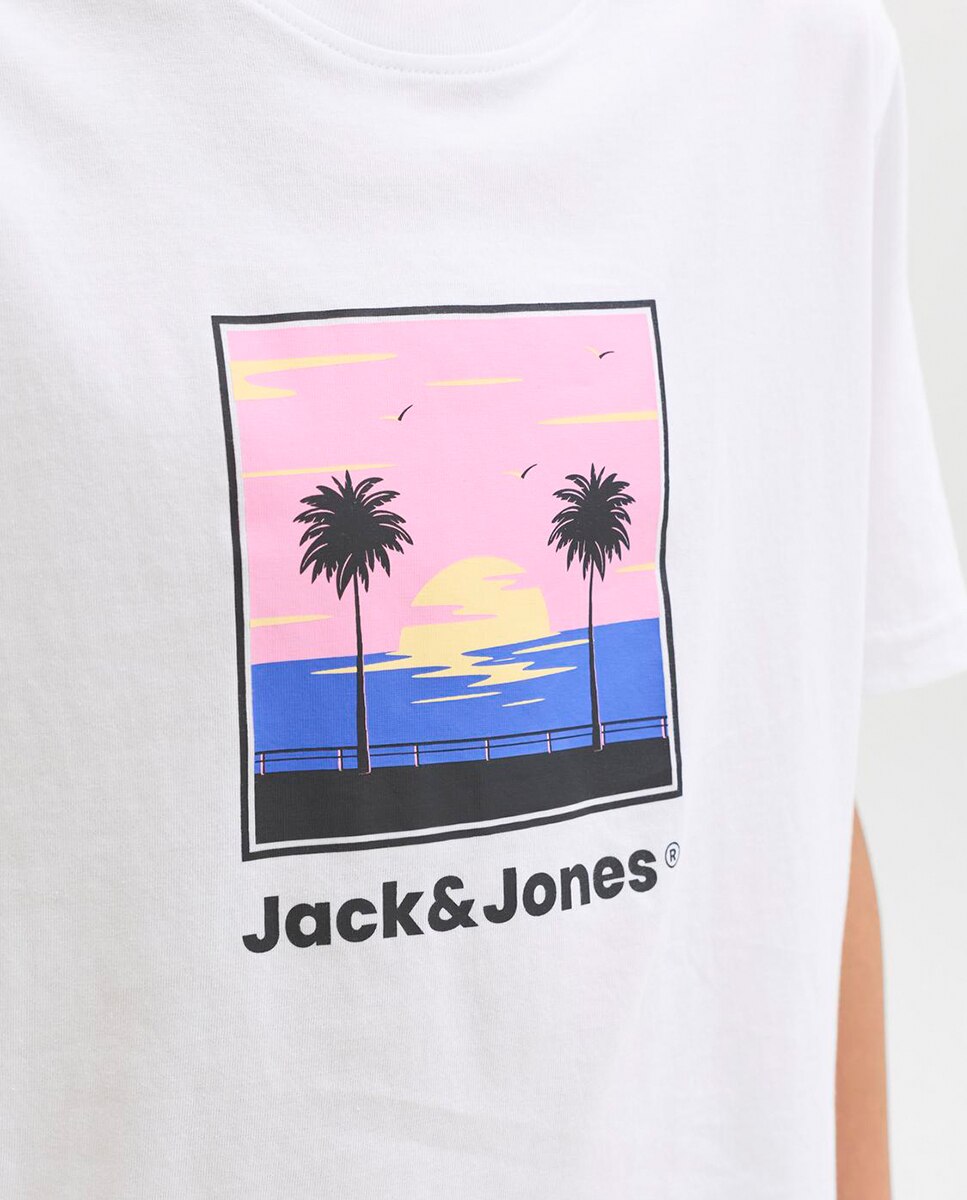 Camiseta de niño manga corta con print frontal - Jack & Jones - Blanco Blanco-2