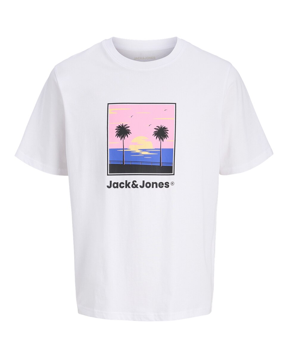 Camiseta de niño manga corta con print frontal - Jack & Jones - Blanco Blanco-4