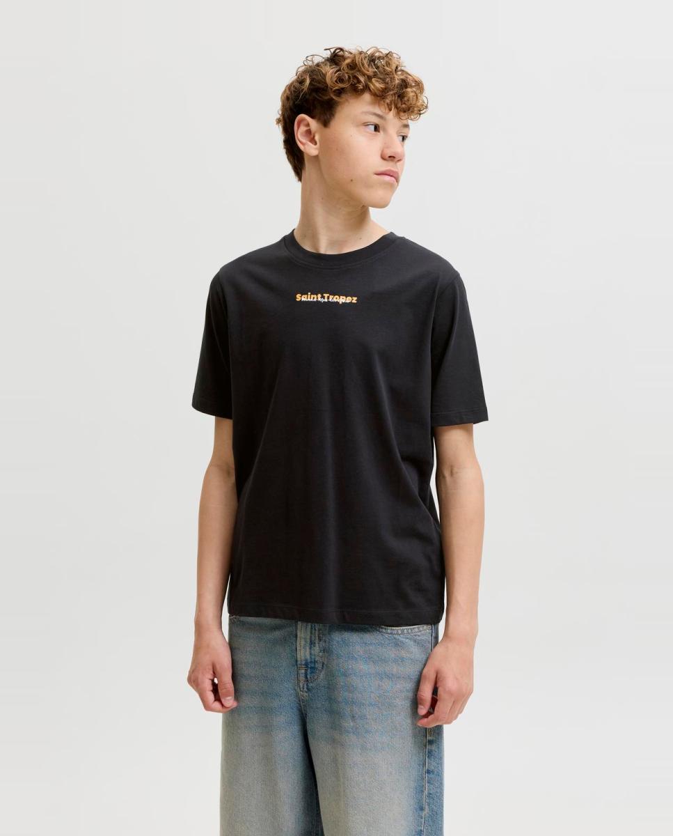 Camiseta de niño manga corta con back print - Jack & Jones - Negro Negro-1