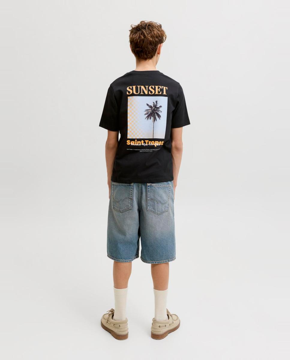 Camiseta de niño manga corta con back print - Jack & Jones - Negro Negro-3