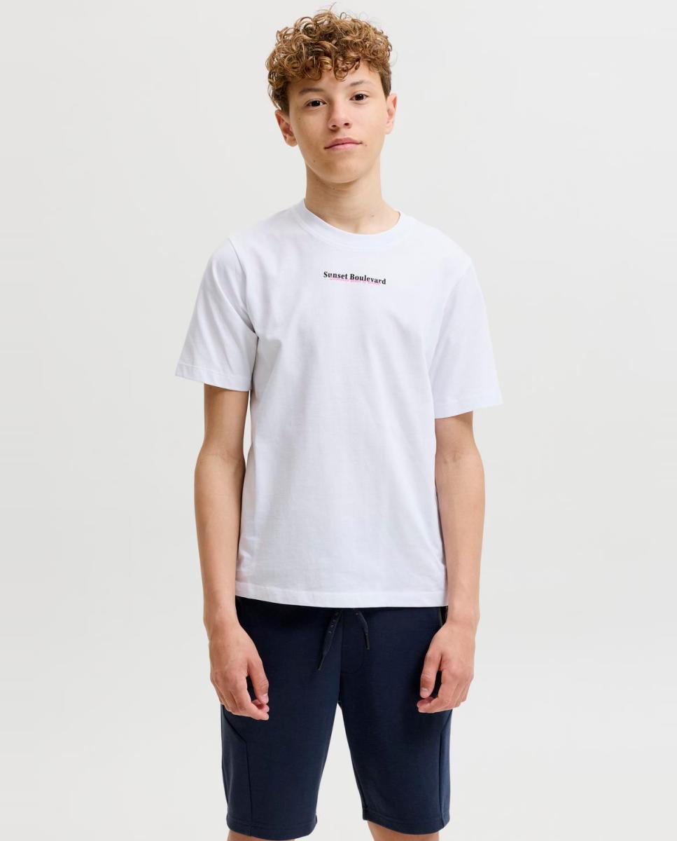 Camiseta de niño manga corta con back print - Jack & Jones - Blanco Blanco-1