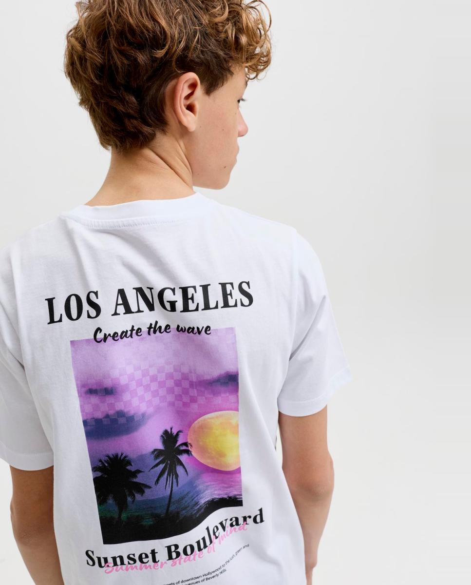 Camiseta de niño manga corta con back print - Jack & Jones - Blanco Blanco-3