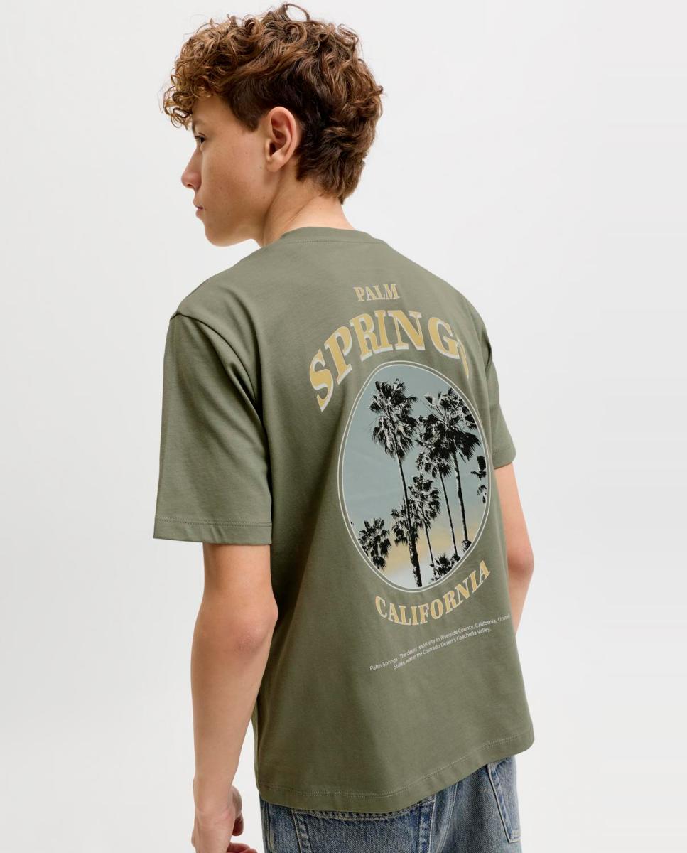 T-shirt de Manga Curta com Back Print Jack & Jones Verde-2