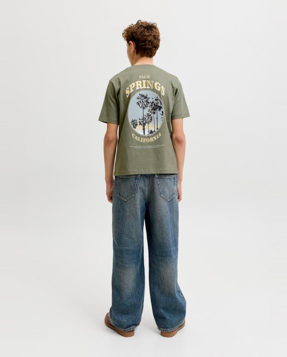 T-shirt de Manga Curta com Back Print Jack & Jones Verde-3