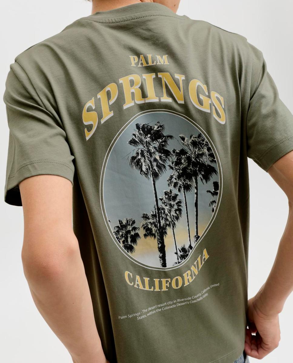 T-shirt de Manga Curta com Back Print Jack & Jones Verde-4