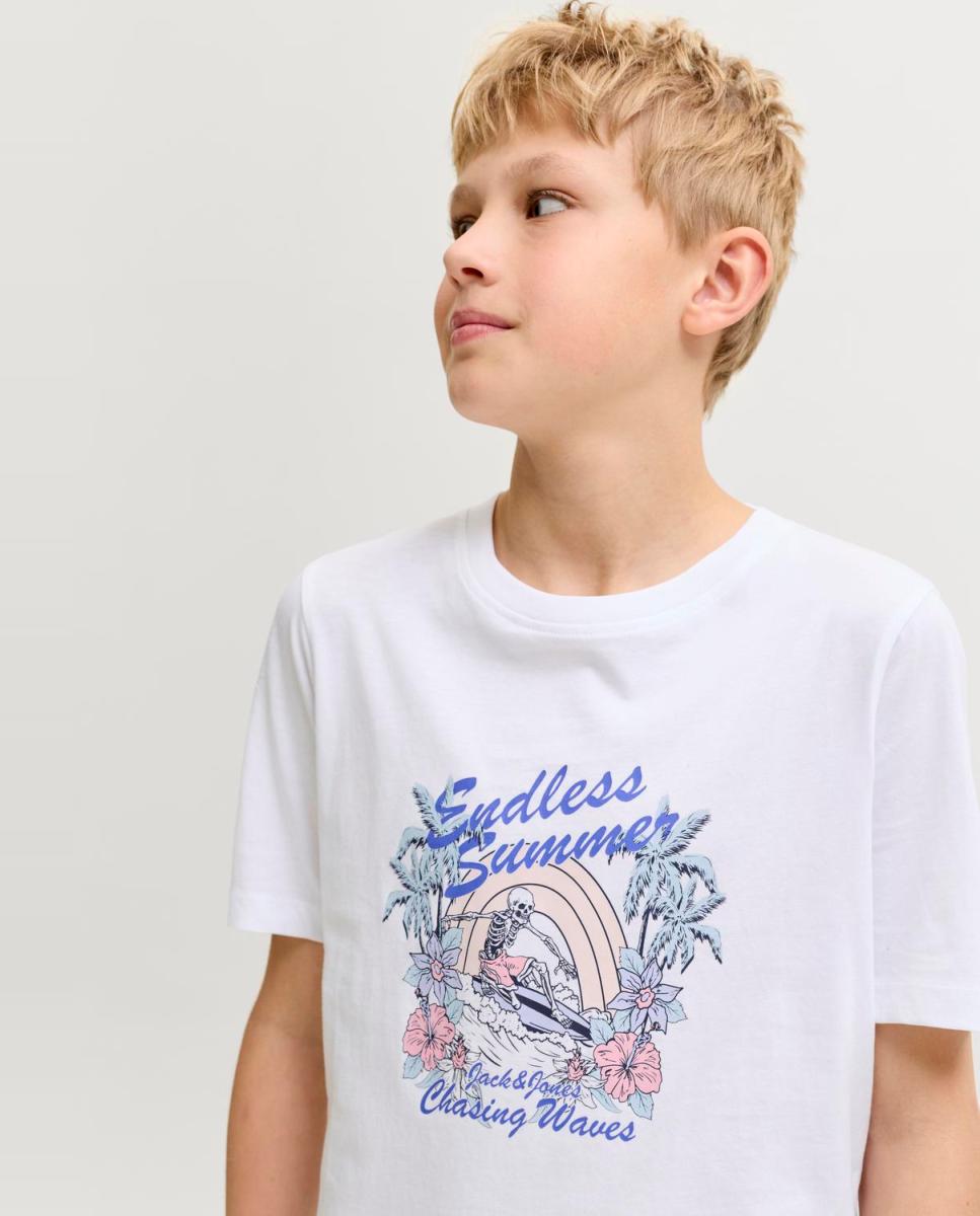 Camiseta de niño manga corta con print frontal - Jack & Jones - Blanco Blanco-4