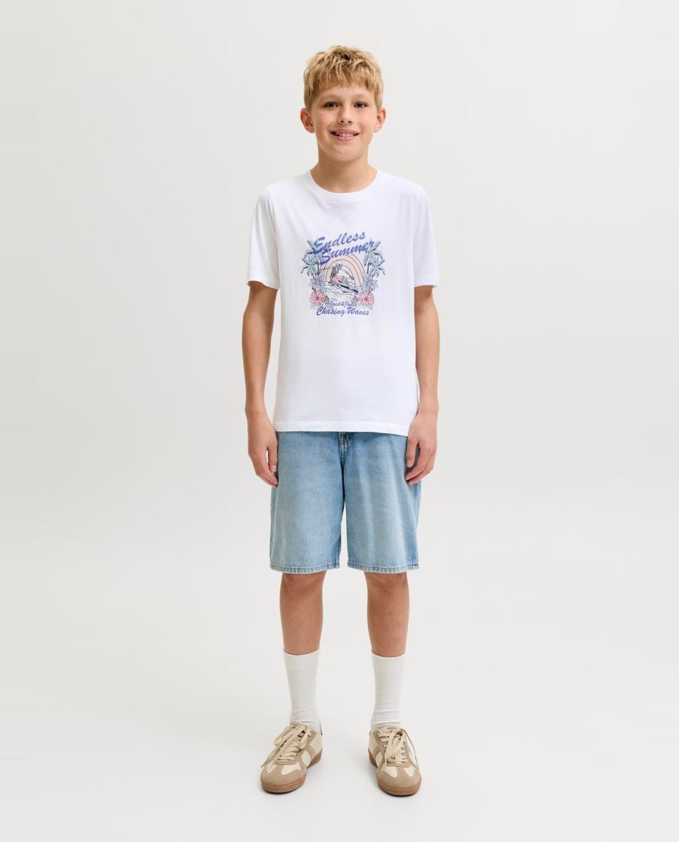 Camiseta de niño manga corta con print frontal - Jack & Jones - Blanco Blanco-5