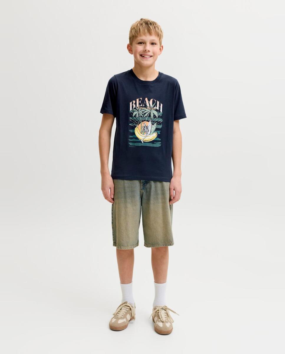 Camiseta de niño manga corta con print frontal - Jack & Jones - Azul marino Azul marino-5