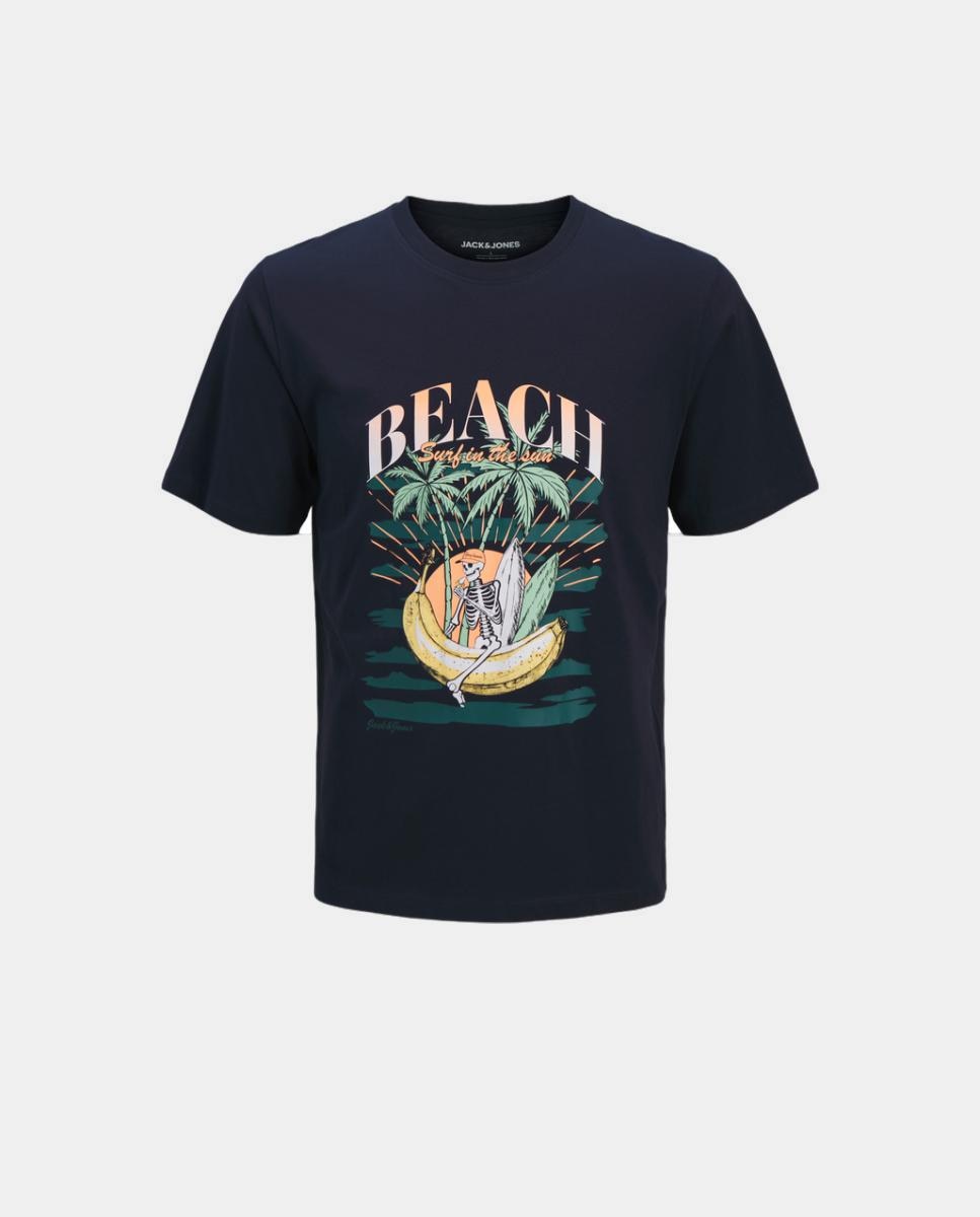 Camiseta de niño manga corta con print frontal - Jack & Jones - Azul marino Azul marino-6