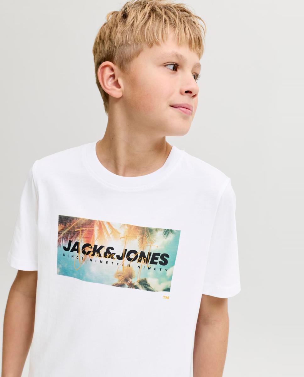 T-shirt de Manga Curta com Estampado à Frente Jack & Jones Branco-3