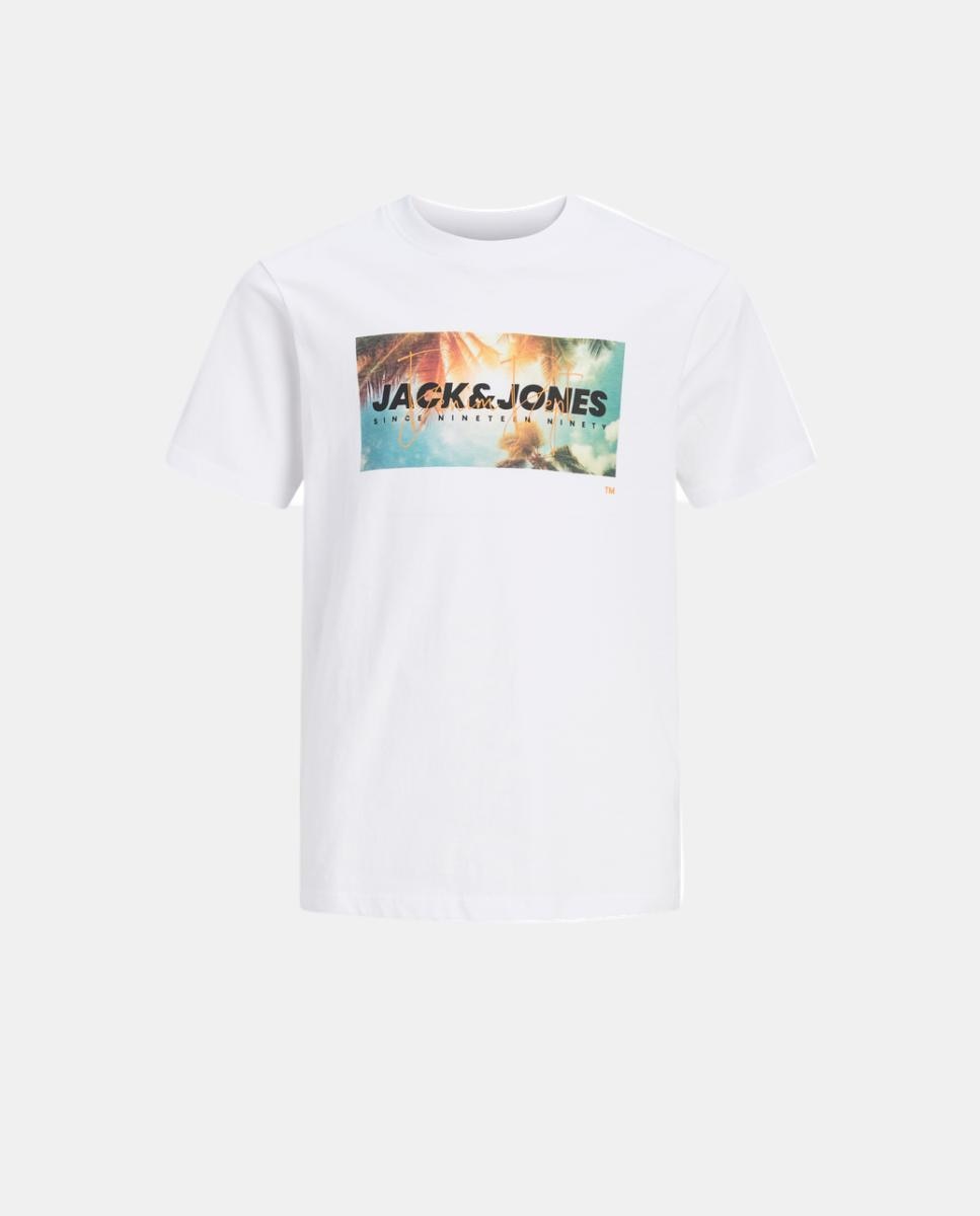 T-shirt de Manga Curta com Estampado à Frente Jack & Jones Branco-5