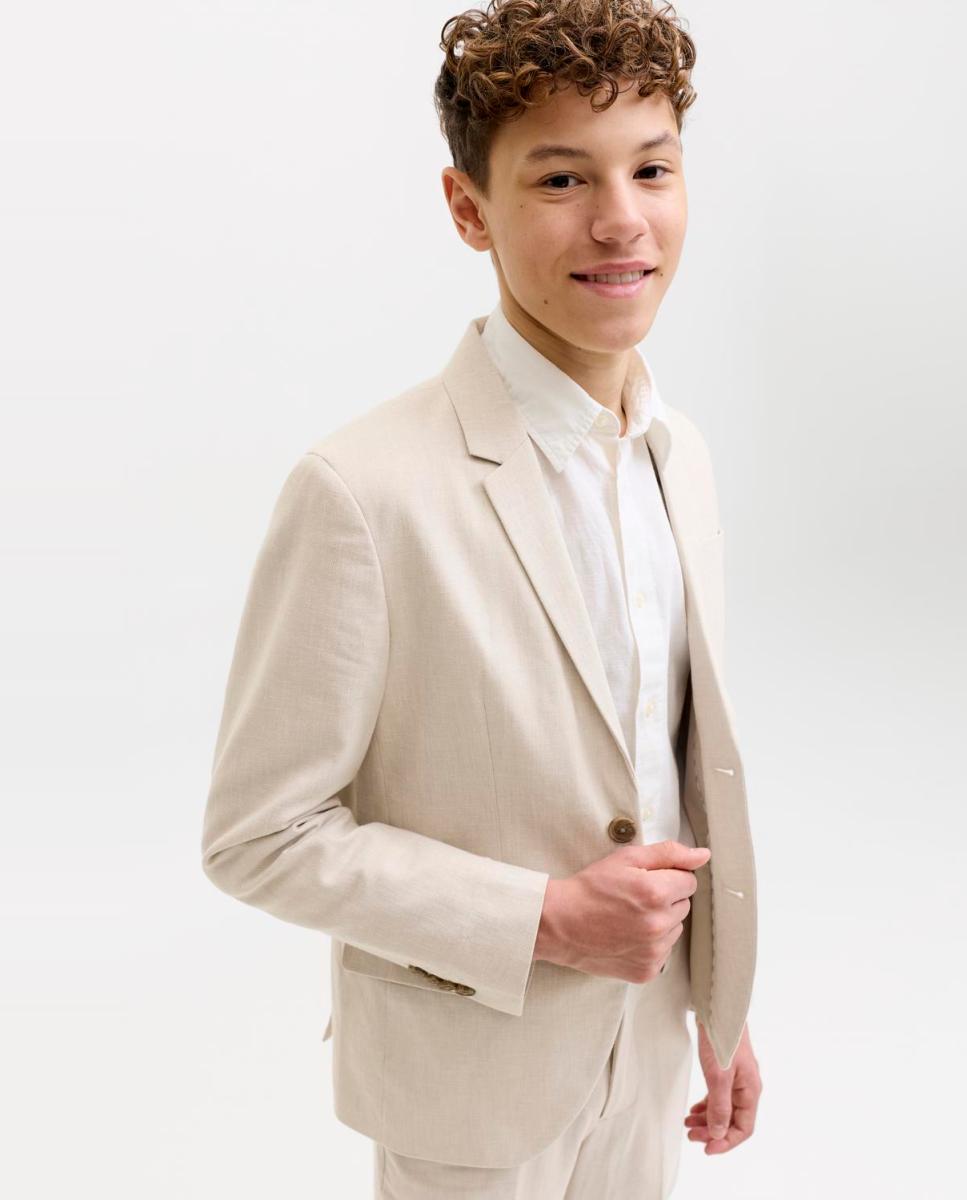 Blazer de Linho Liso Jack & Jones Bege-3