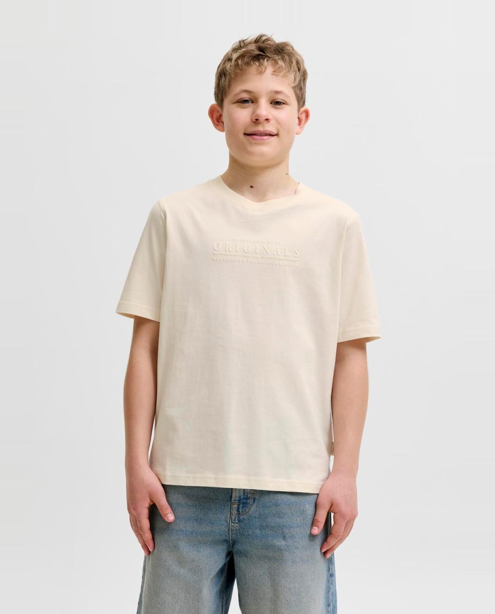 Camiseta de niño manga corta con print frontal - Jack & Jones - Blanco Blanco-1
