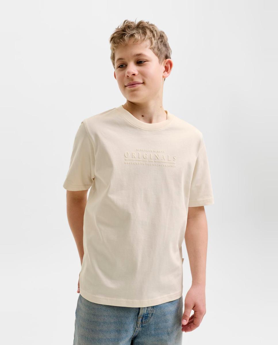 Camiseta de niño manga corta con print frontal - Jack & Jones - Blanco Blanco-3
